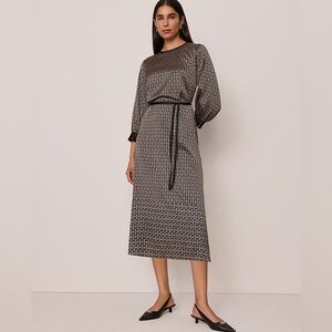 NWT Ann Taylor Chain Link Print Midi Dress Size 18 In Black